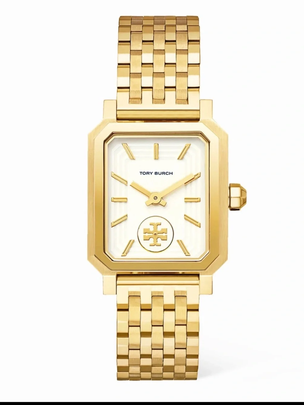 Tory Burch Gold Rectangular Link Bracelet Watch
